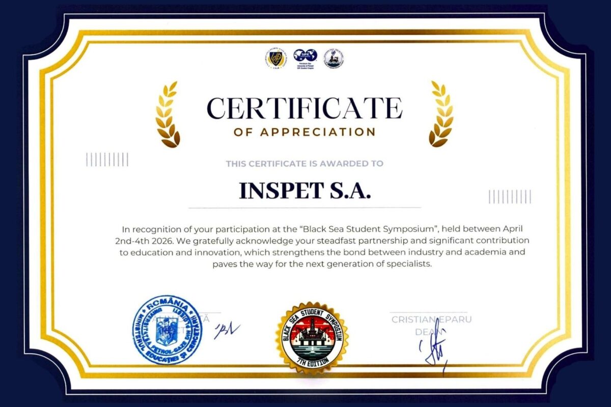 Certificat de apreciere pentru compania INSPET - companie infrastructură energetică la eveniment Black Sea Summit / Energy infrastructure INSPET company stand at Black Sea Summit event - www.inspet.ro